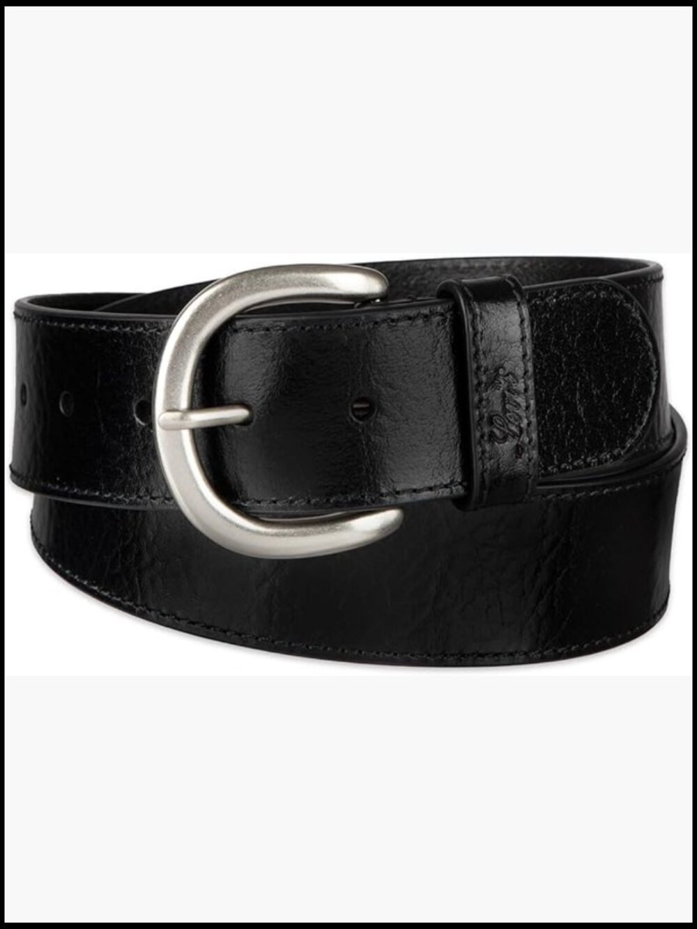 Round Cut Edge Logo Loop Jean Belt 1.5 Inch Leather